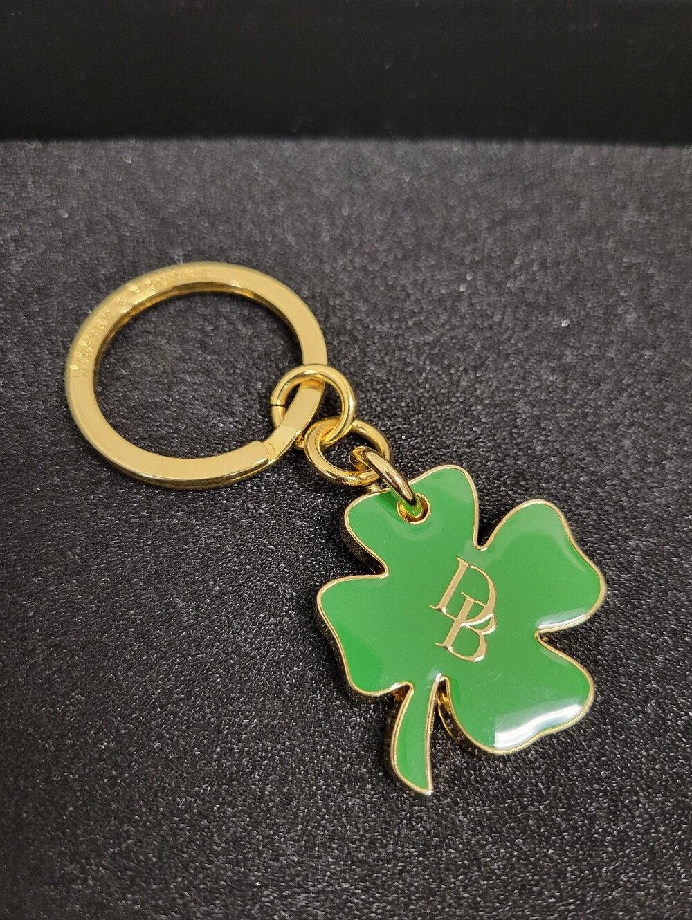 RARE Vintage Dooney & Bourke Enamel Shamrock Four Leaf Clover Bag Charm Keychain